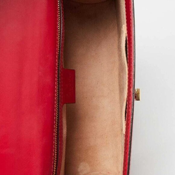 Gucci Red Calfskin Leather Small Sylvie Shoulder Bag - Picture 9 of 10